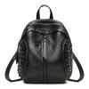 Faux Leather Portable Rivets Backpack - BLACK 