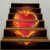 Autocollants d'Escaliers Décoratifs à Imprimé Cœur Enflammé pour la Saint-Valentin - Rouge 100*18CM*6PCS