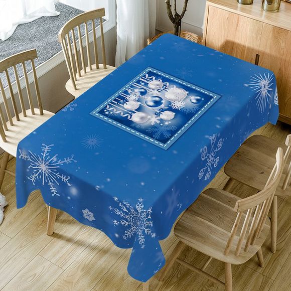 Nappe de Table Imperméable Imprimé Flocons de Neige et Boules de Noël - Bleu W54 INCH * L54 INCH