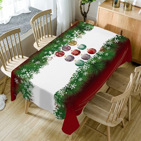 Nappe de Table Imperméable Imprimé Pin et Boules de Noël - multicolore W60 INCH * L84 INCH