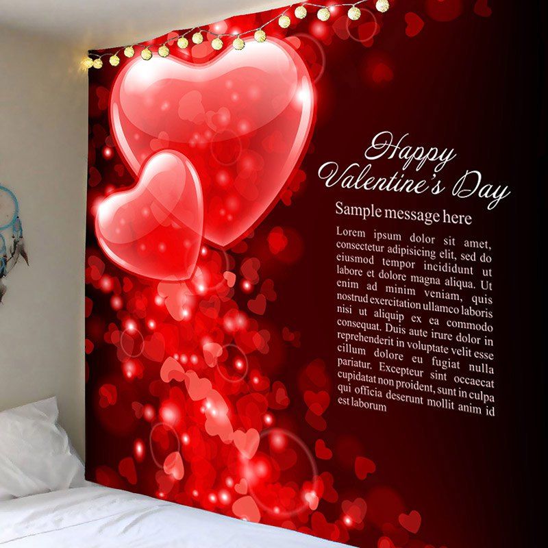 

Letters and Hearts Pattern Valentine's Day Wall Tapestry, Red