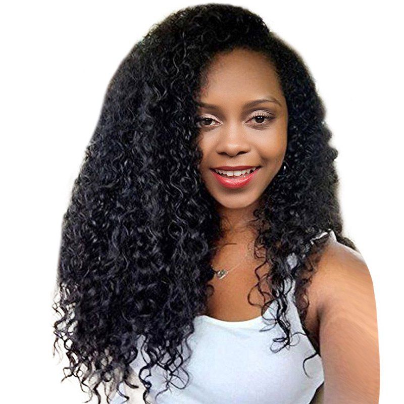

Long Side Parting Bouffant Afro Kinky Curly Synthetic Wig, Black