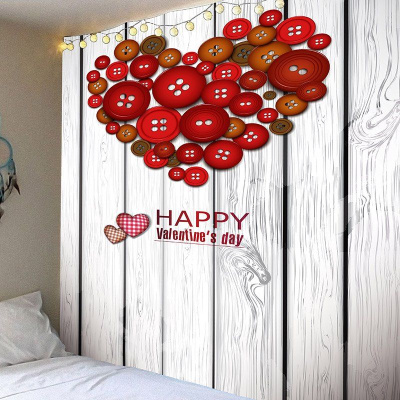 

Buttoned Heart Wood Board Wall Hanging, Red
