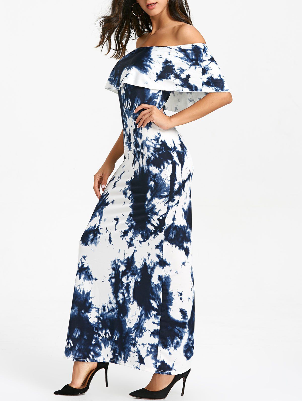 tie dye off the shoulder maxi dress