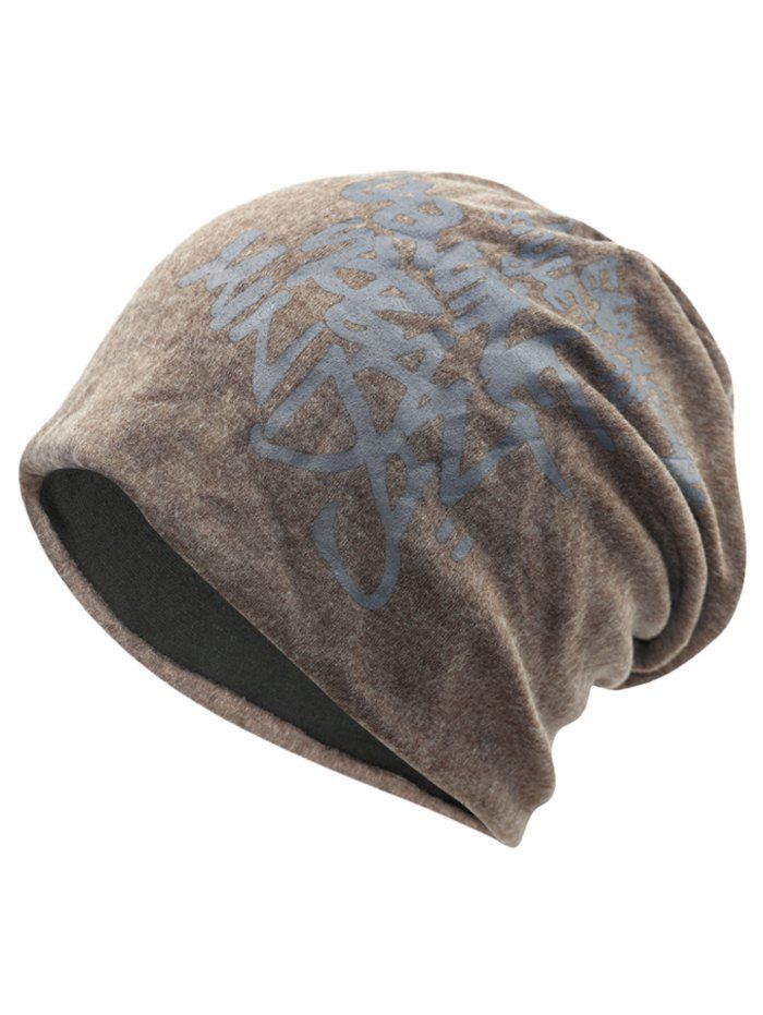 

Simple Letter Printing Hip Hop Slouchy Beanie, Light coffee