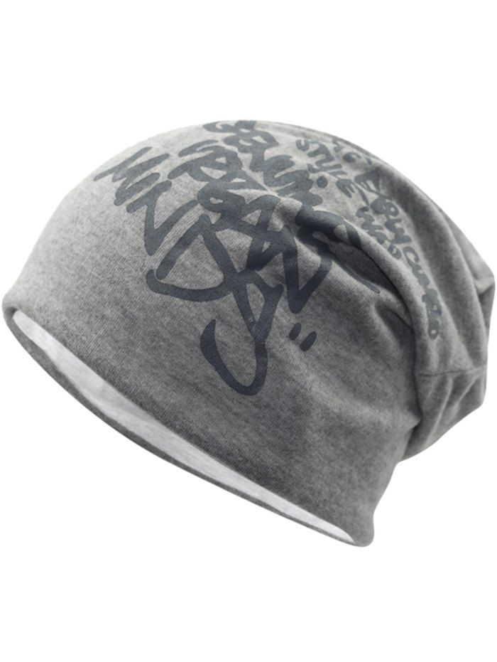 

Simple Letter Printing Hip Hop Slouchy Beanie, Light grey