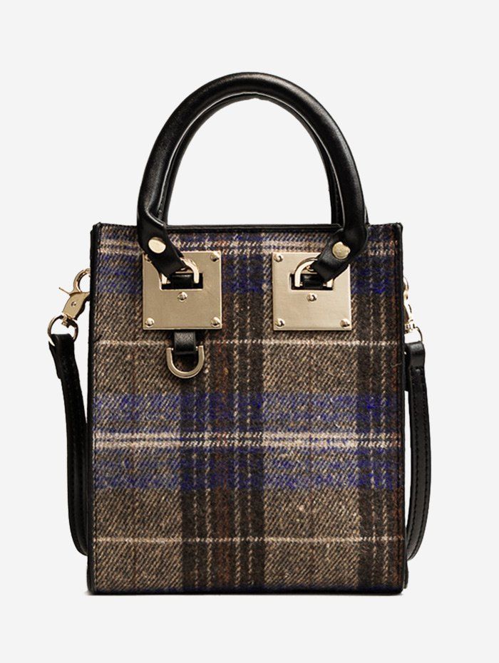 

Plaid Metal Handbag, Blue