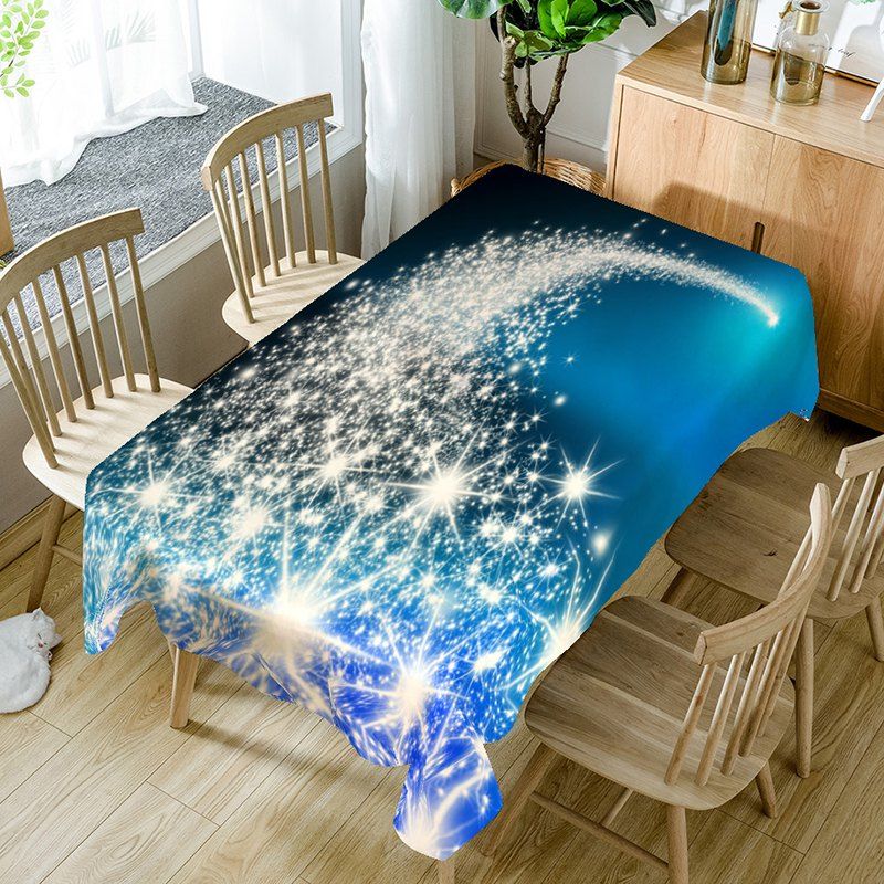 

Home Decor Christmas Blue Starlight Printed Table Cloth