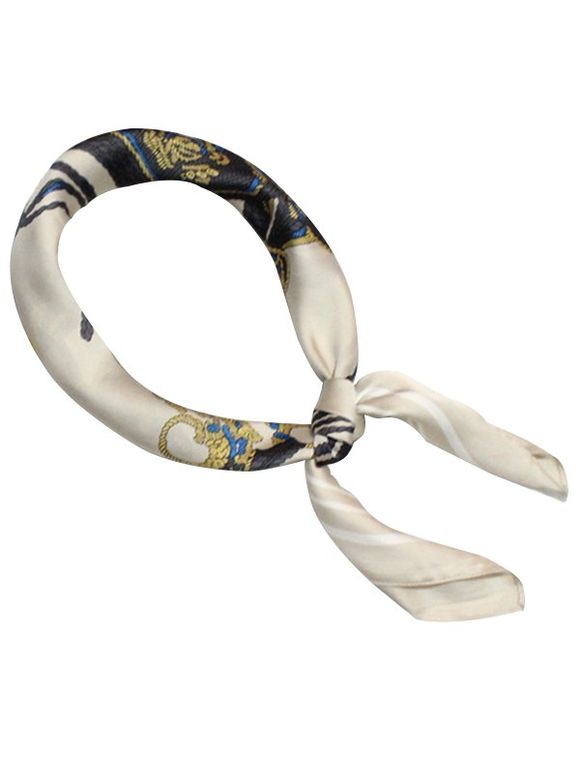 Écharpe en soie à motif floral en forme de triangle vintage - Blanc 