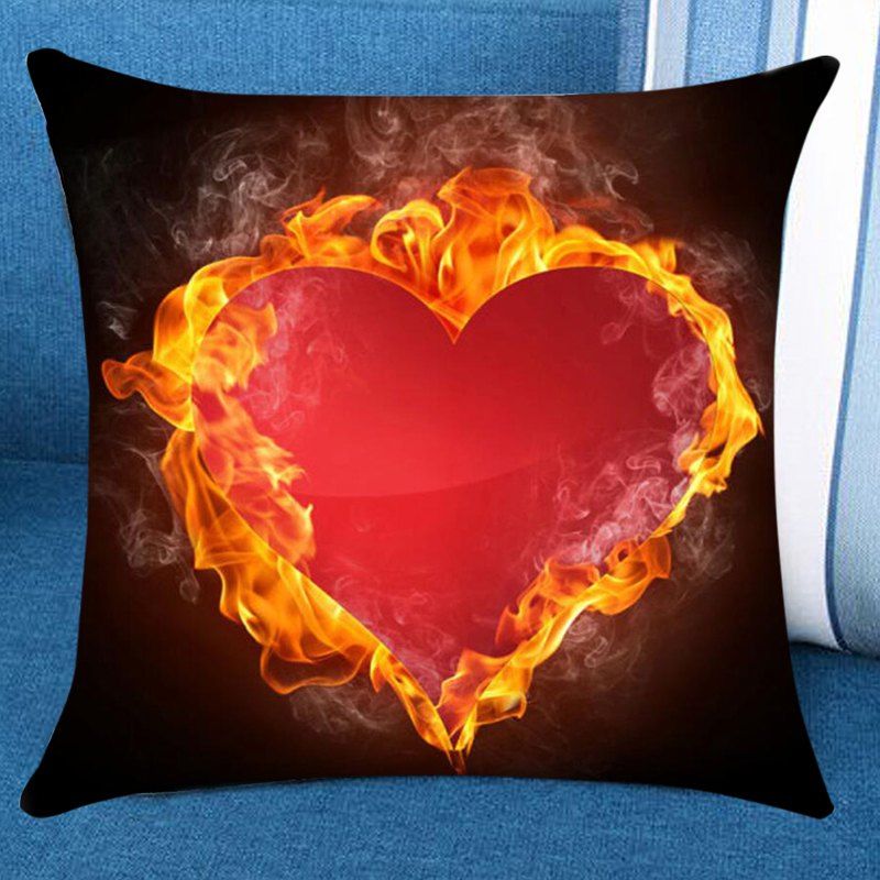 

Heart in Fire Printed Pillow Case, Colorful