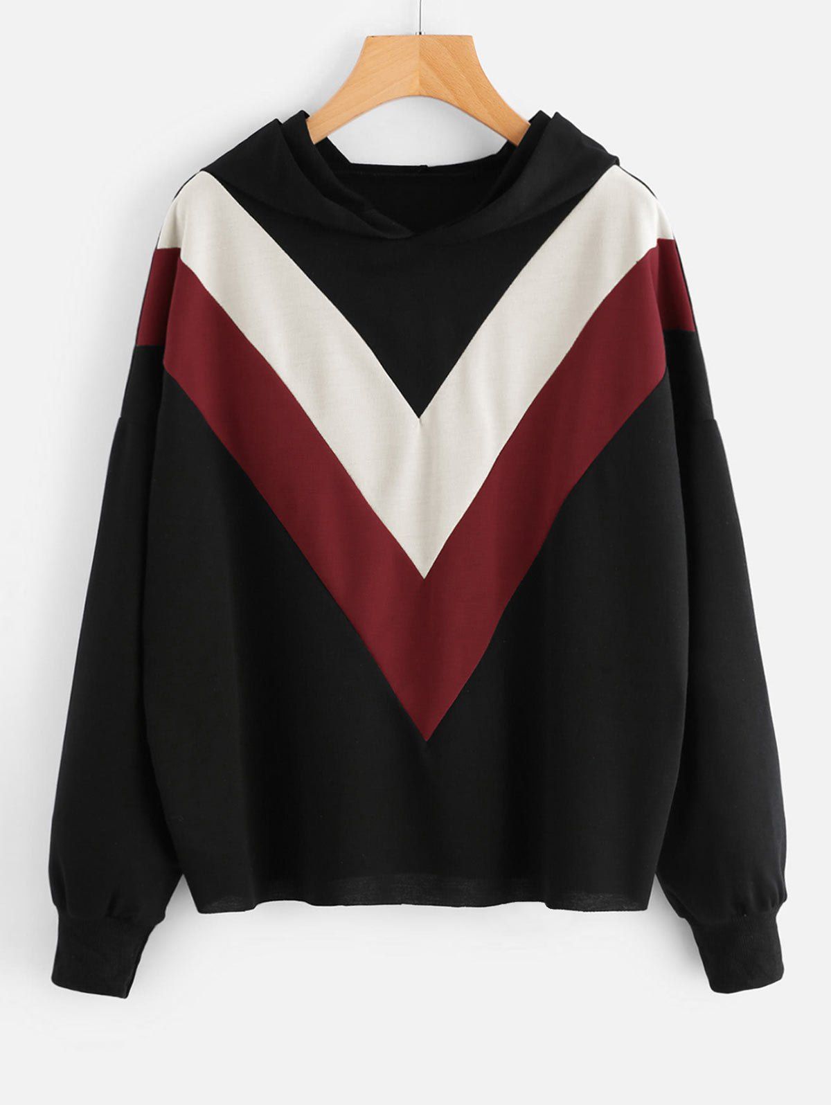 

Contrasting Drawstring Oversized Hoodie, Black