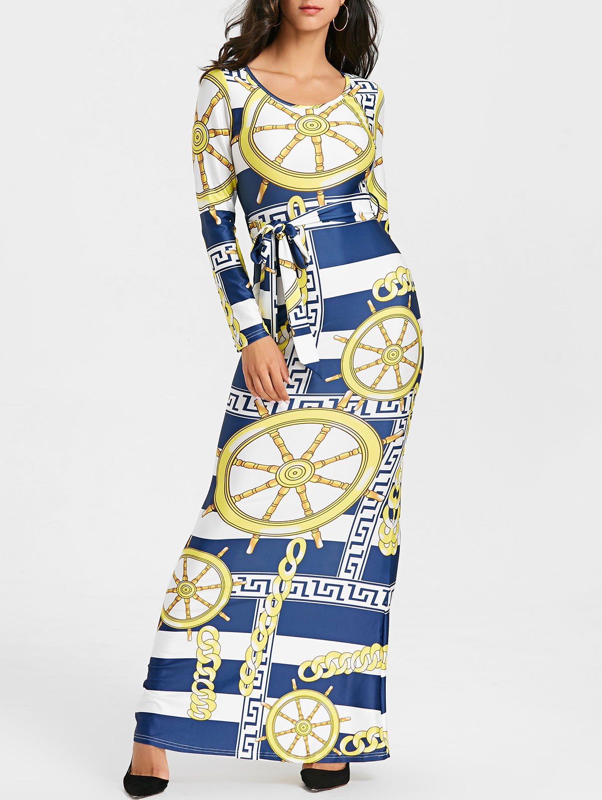 

Tribal Print Bodycon Maxi Dress, Colormix