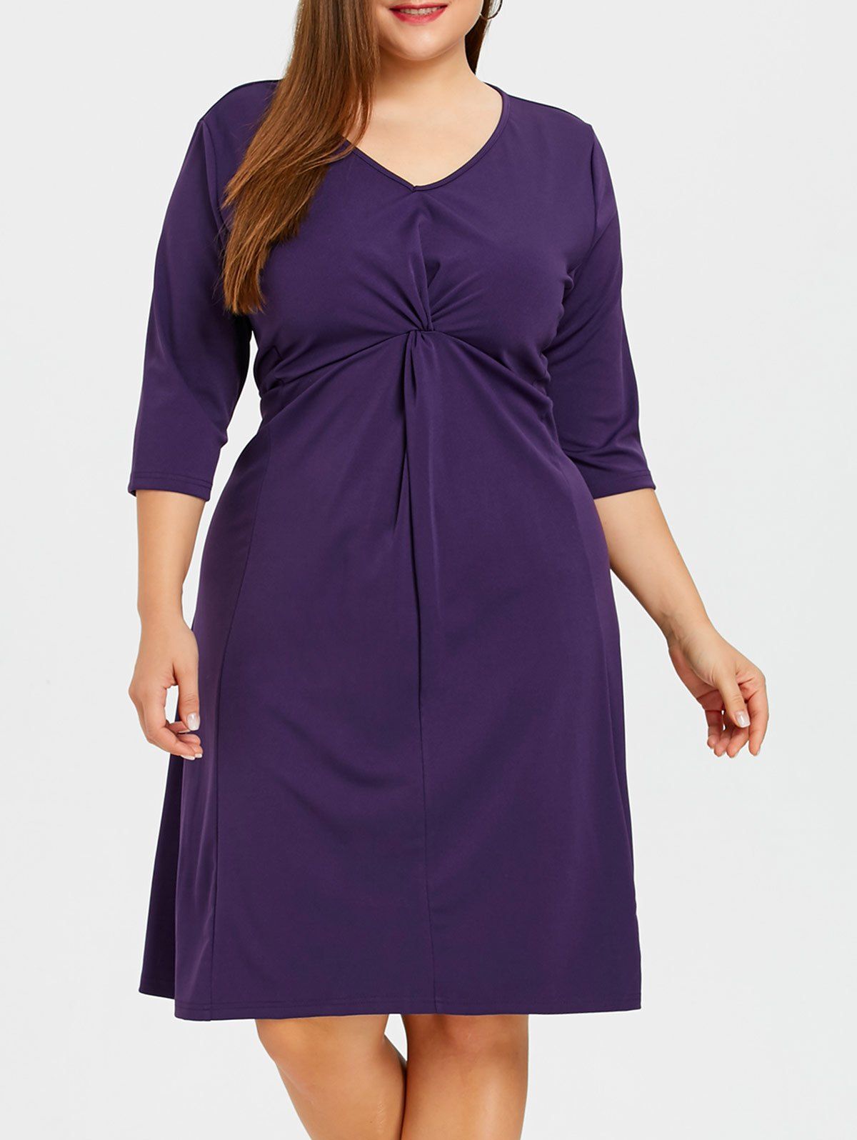 

Plus Size Knot Swing Jersey Dress, Purple