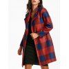 Manteau Long à Col Revers à Carreaux - Rouge 2XL