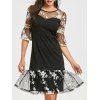 Robe Volantée Effet en Tulle à Broderie - Noir XL