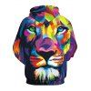 Sweat à capuche à imprimé 3D Lion Drawstring - multicolore L