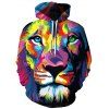 Sweat à capuche à imprimé 3D Lion Drawstring - multicolore L