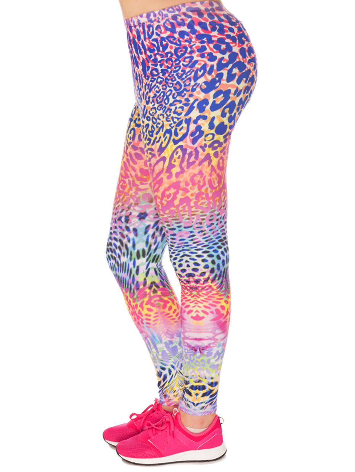 

Leopard High Waist Plus Size Leggings, Colormix