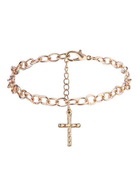 Bracelet en Chaîne à Breloques Motif Crucifix Style Vintage - d'or 