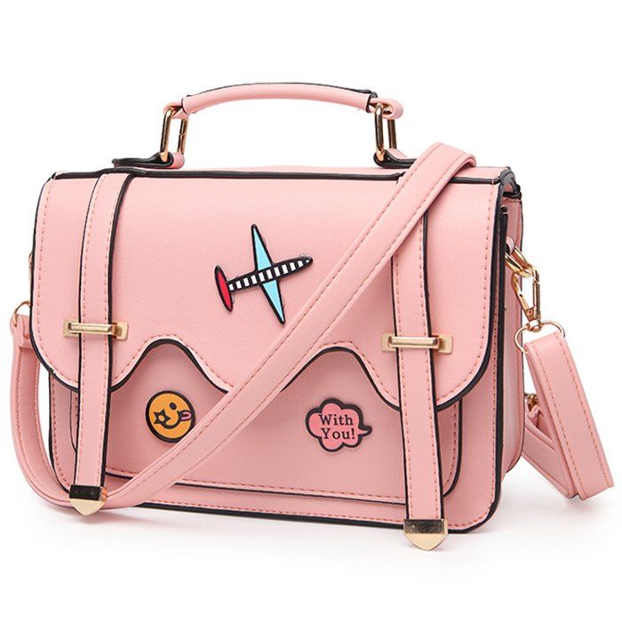 

Rivets Double Sides Patchwork Scallop Crossbody Bag, Pink