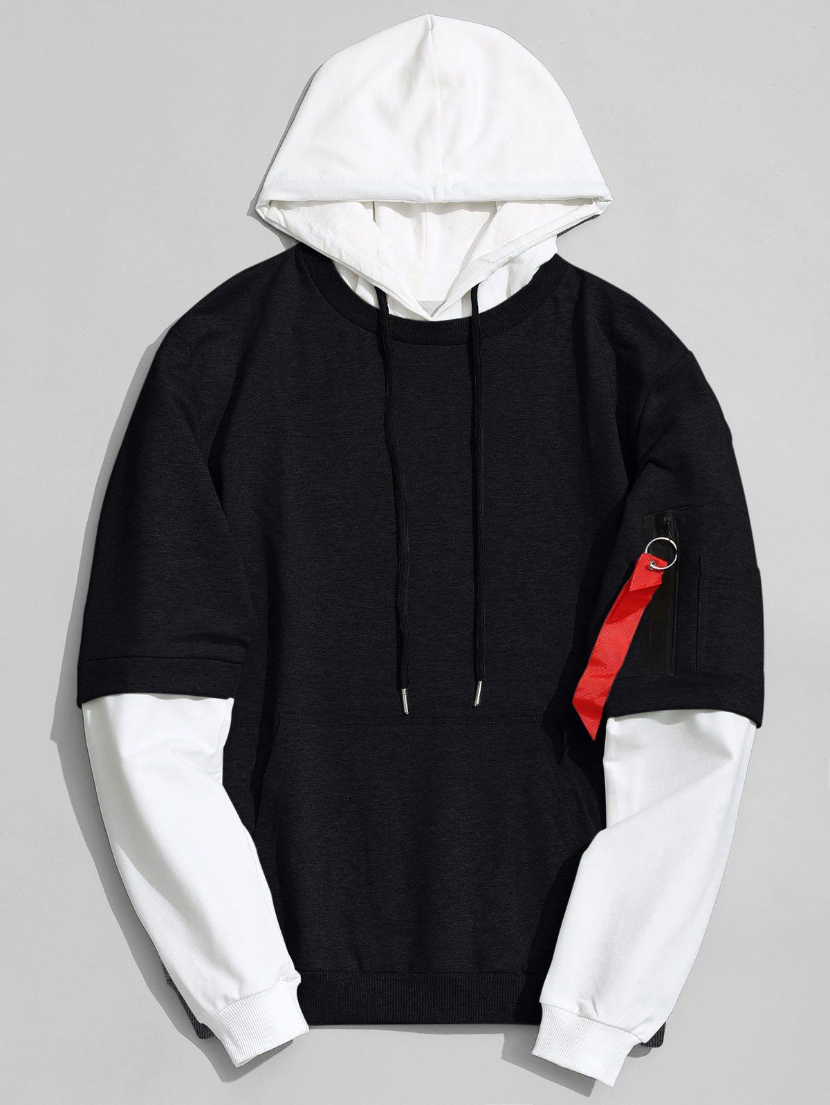 

Two Tone Cotton Hoodie, Black