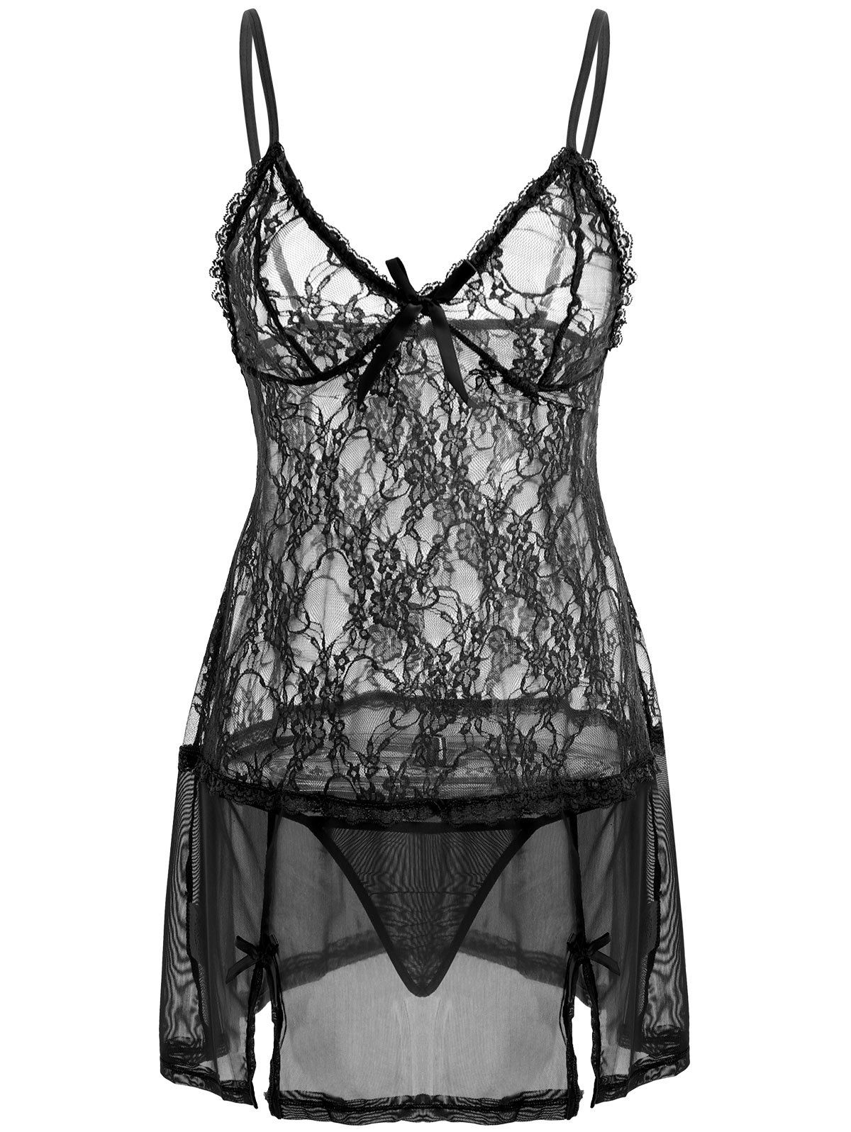 Buy Black See Through Lingerie Set And Matching Gown Hot Sex Picture