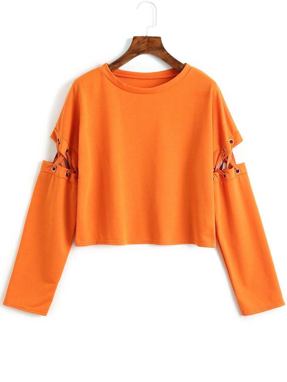

Lace Up Cut Out Sweatshirt, Orange