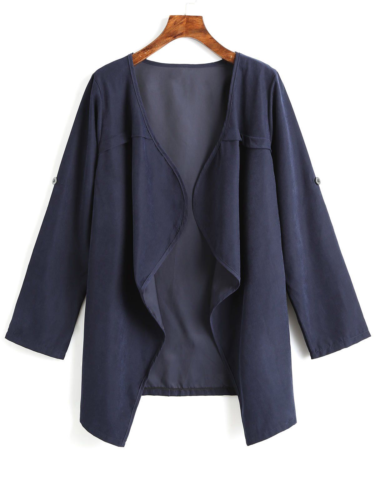 

Plain Draped Open Front Coat, Cerulean
