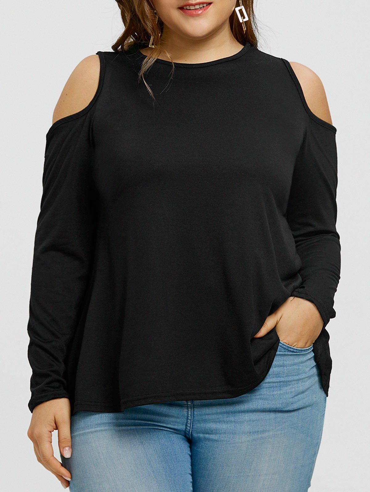 

Plus Size Cold Shoulder Tee, Black