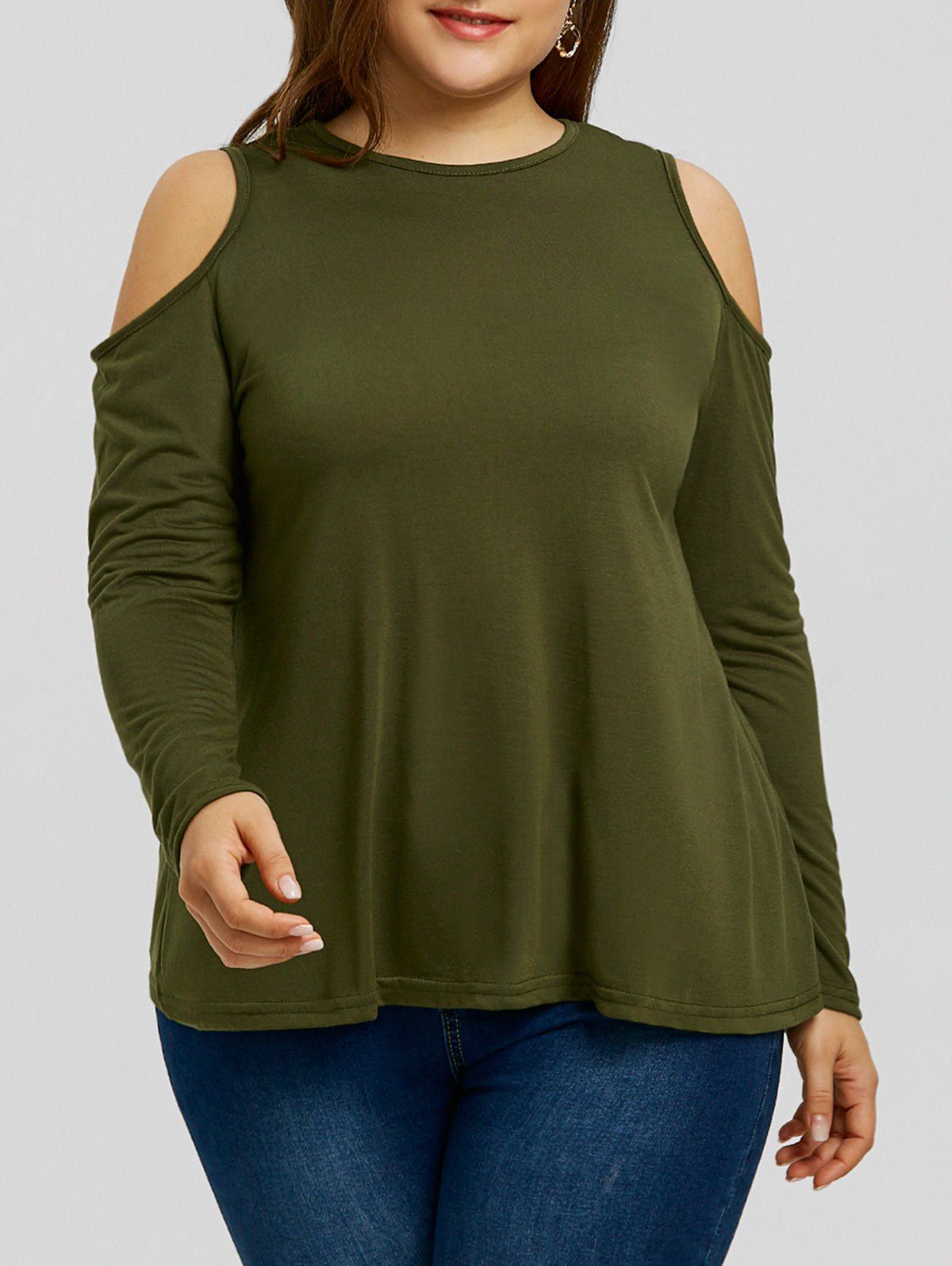 

Plus Size Cold Shoulder Tee, Army green