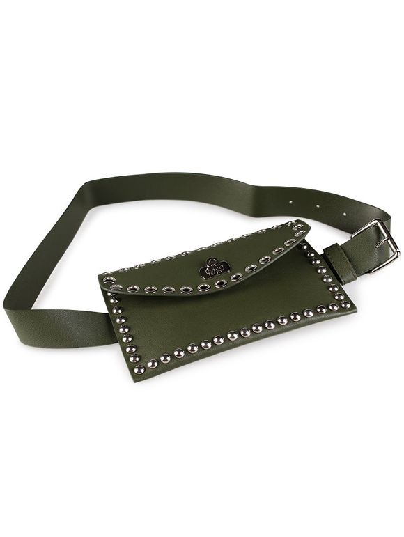 Vintage mini sac à rivets décoration en cuir artificiel Skinny Belt - Vert 
