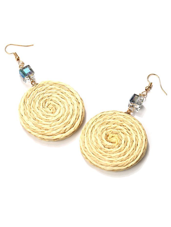 

Ethnic Faux Crystal Braid Round Hook Earrings, Golden