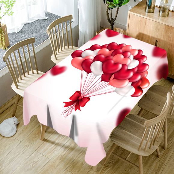 Nappe de Table Imperméable à Imprimé Ballons en Cœurs pour la Saint-Valentin - multicolore W54 INCH * L54 INCH