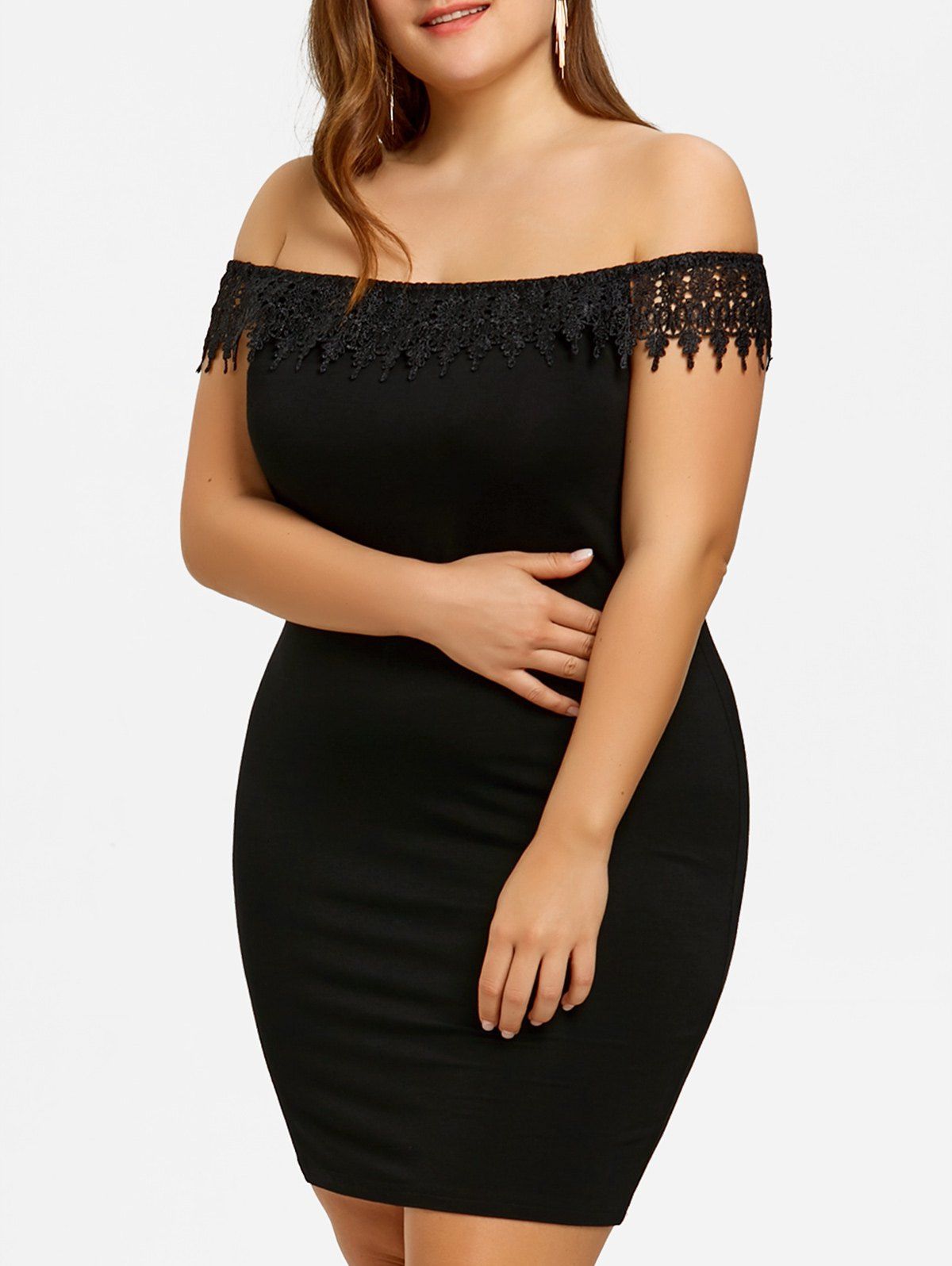 

Off The Shoulder Bodycon Party Dress, Black