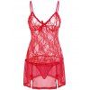 Nuisette en Lingerie en Motif de Dentelle Transparente - Rouge S