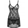 Nuisette en Lingerie en Motif de Dentelle Transparente - Noir 2XL