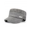 Chapeau Militaire de Haut Plat Réglable Décoré de Barre en Métal - Gris Clair 