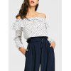 Polka Dot Off The Shoulder Cropped Blouse - WHITE M