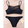 Ensemble Bikini à Bretelles Entrecroisé à Taille Basse - Noir L