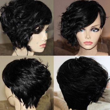 [17% OFF] 2020 Short Oblique Bang Layered Fluffy Curly 