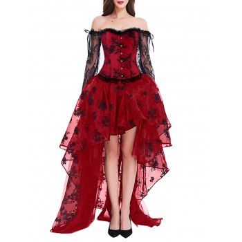 [17% OFF] 2023 High Low Two Piece Corset Dress In RED | DressLily