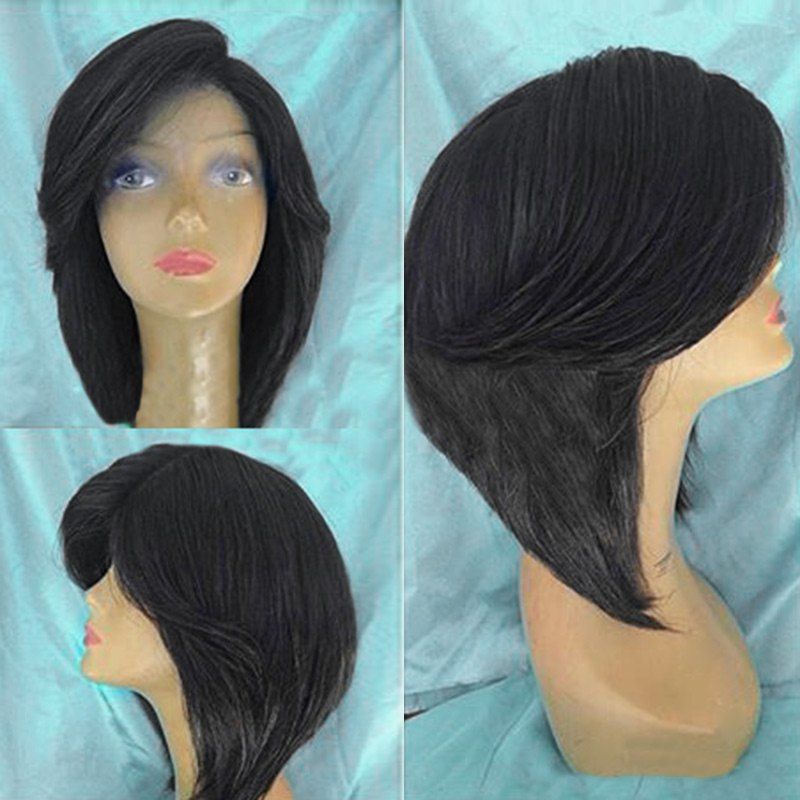 

Short Side Parting Capless Straight Bob Synthetic Wig, Black