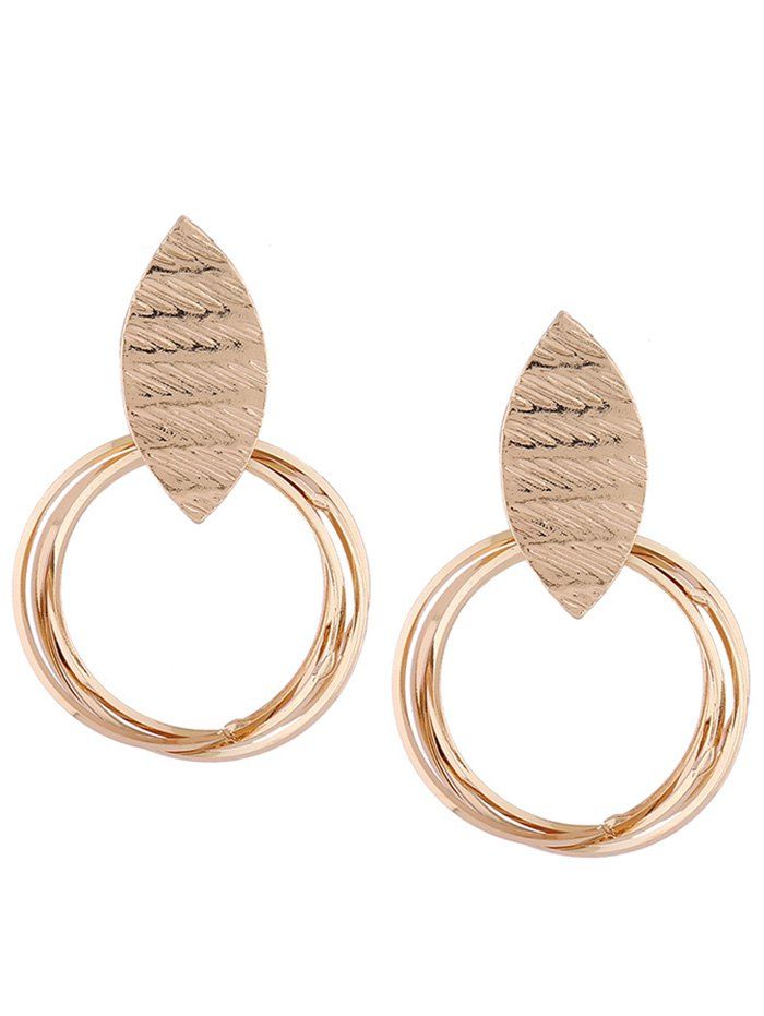 

Pair of Metal Leaf and Rings Decorated Earrings, Golden