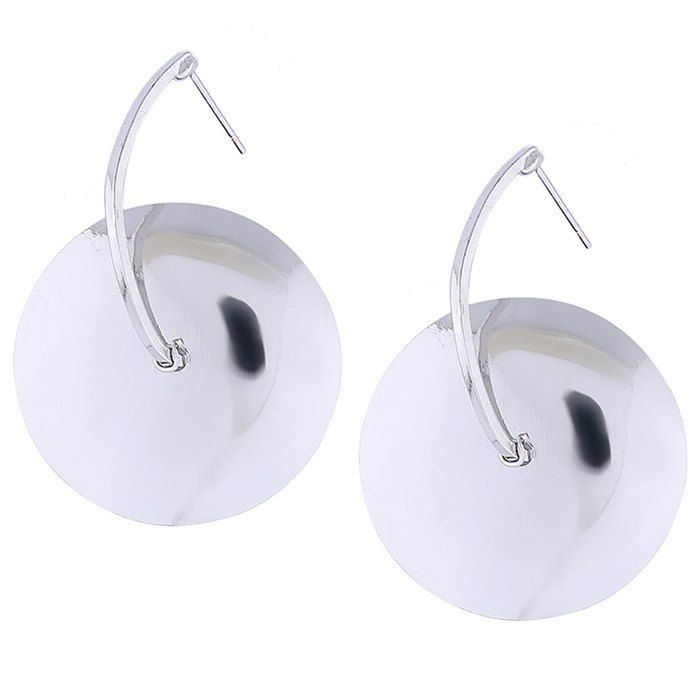 

Vintage Metal Round Shape Pattern Dangle Earrings, Silver