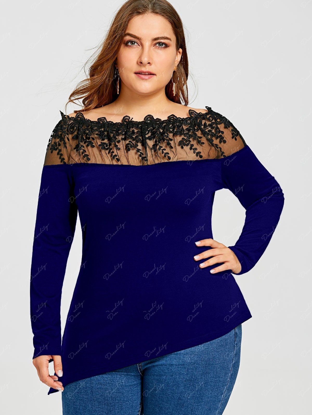 best long sleeve plus size asymmetrical t shirt