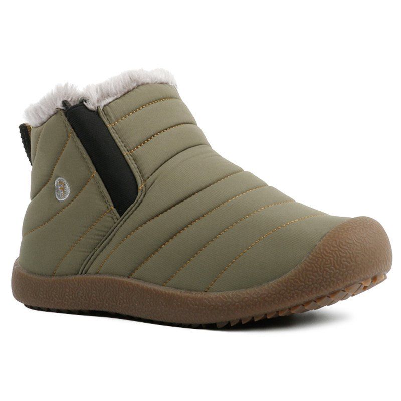 

Stitching High Top Casual Shoes With Faux Fur, Army green