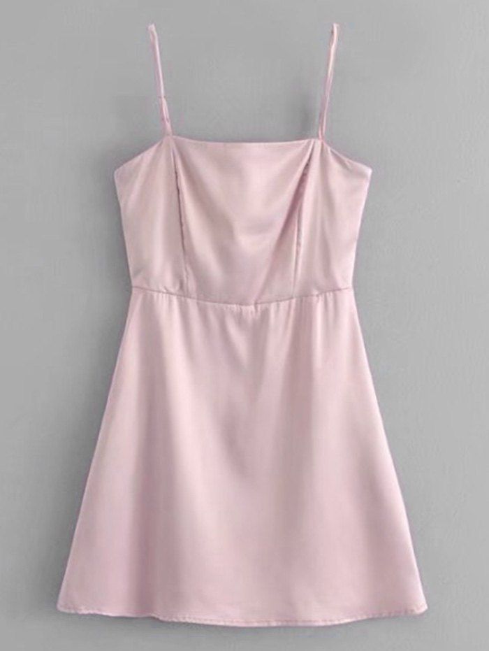 

Satin Back Zip Slip Mini Dress, Pinkish purple