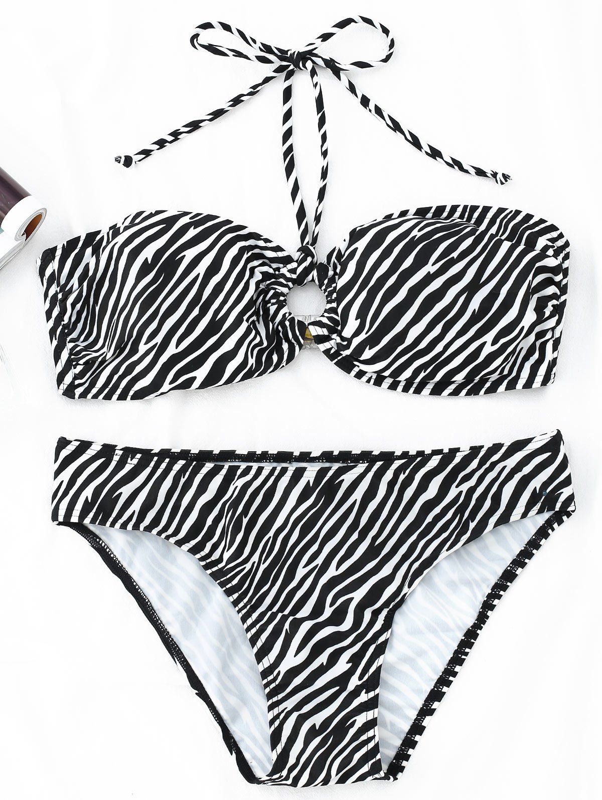 

Zebra Print Halter Bikini Set, Zebra stripe