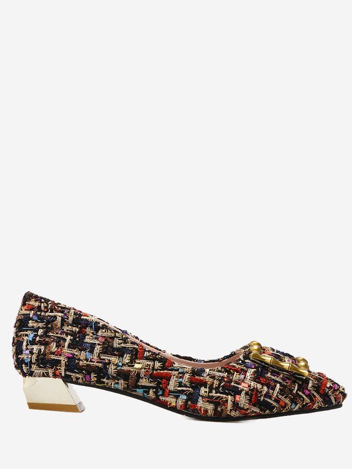 

Color Block Low Heel Metal Pumps, Red