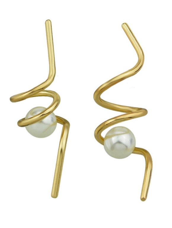 Boucles d'oreilles uniques en spirale en fausse perle - d'or 